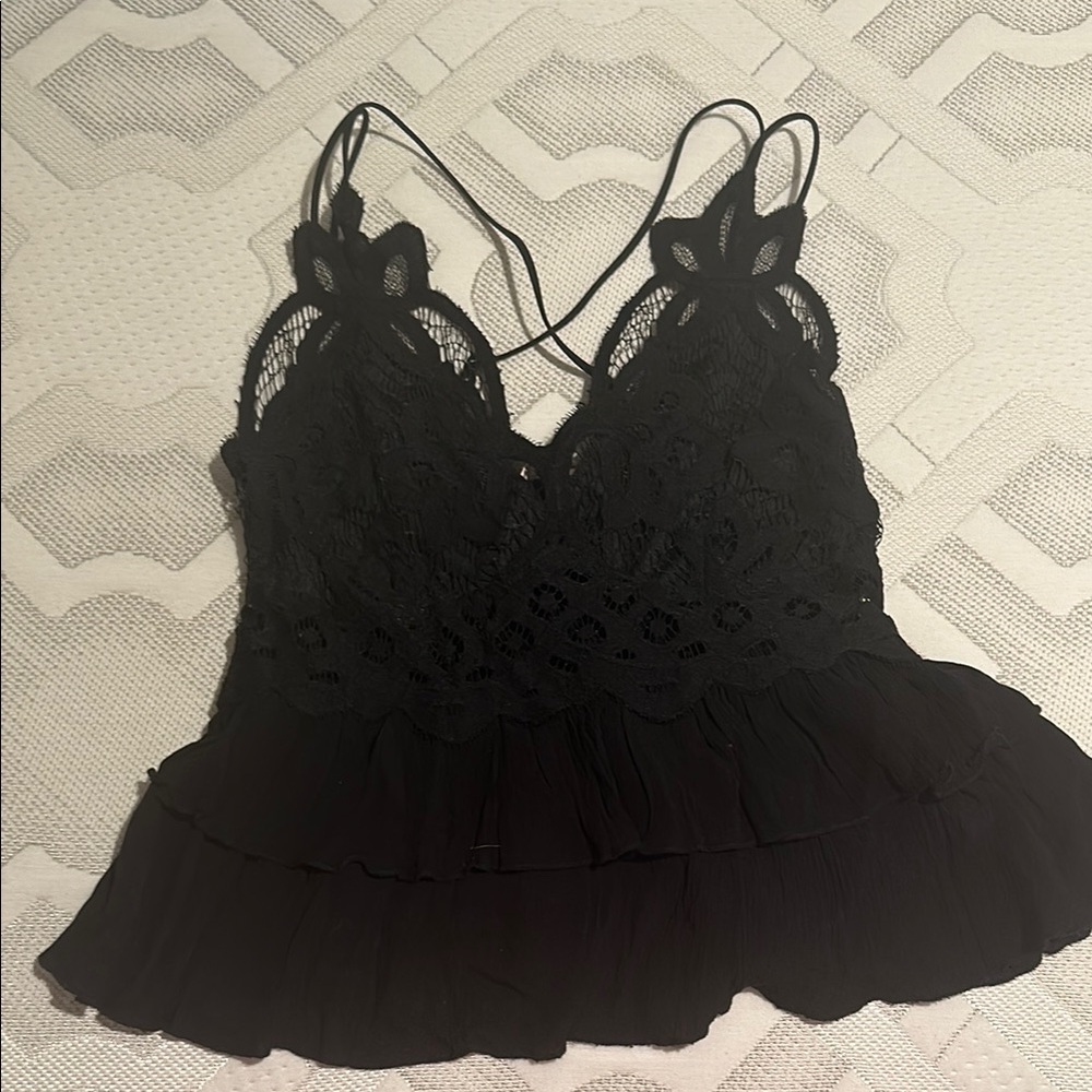 Francesca's Collections Black Lace Top